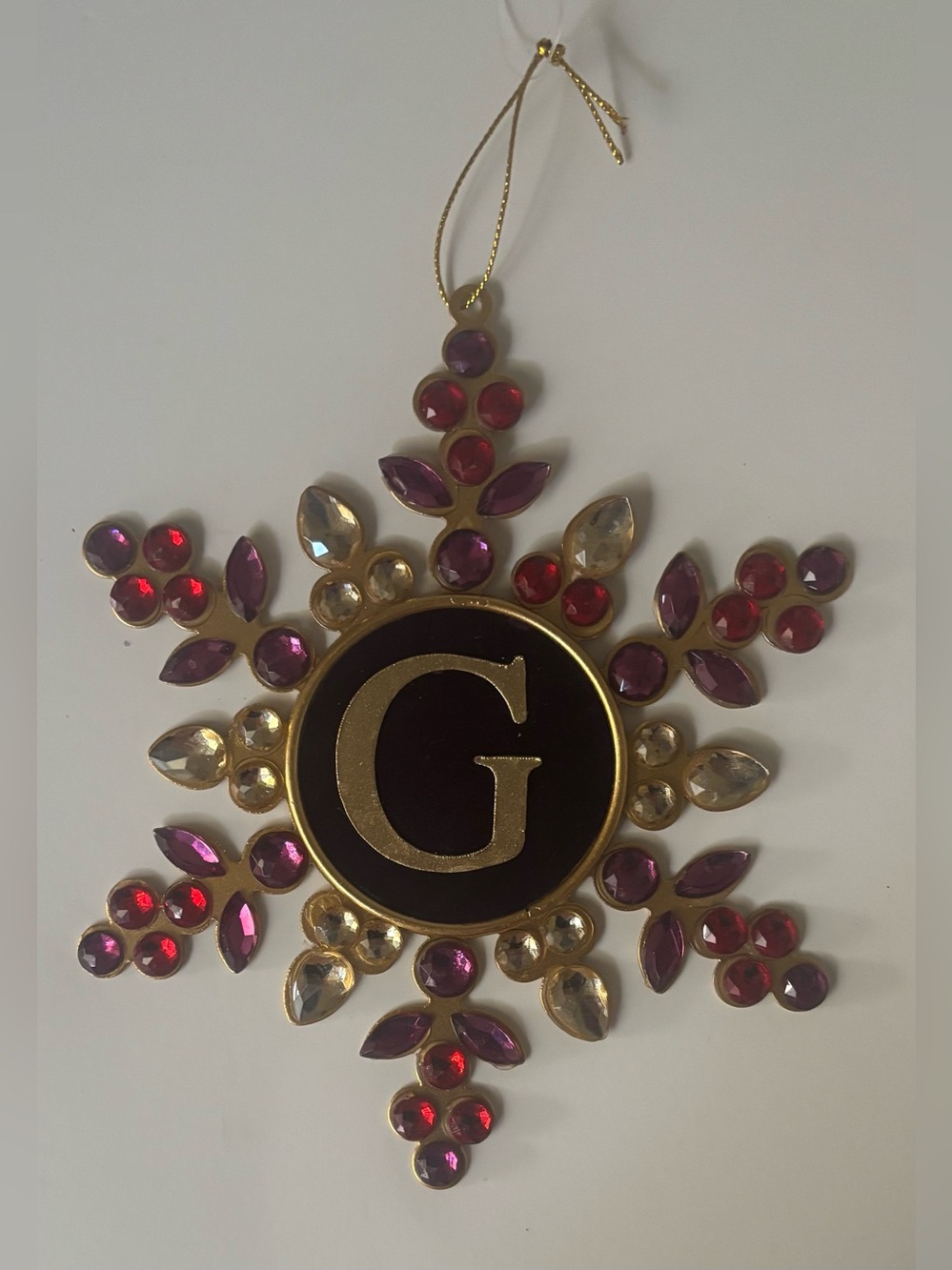 monogrammed jeweled Christmas ornament letter G NWT NEW